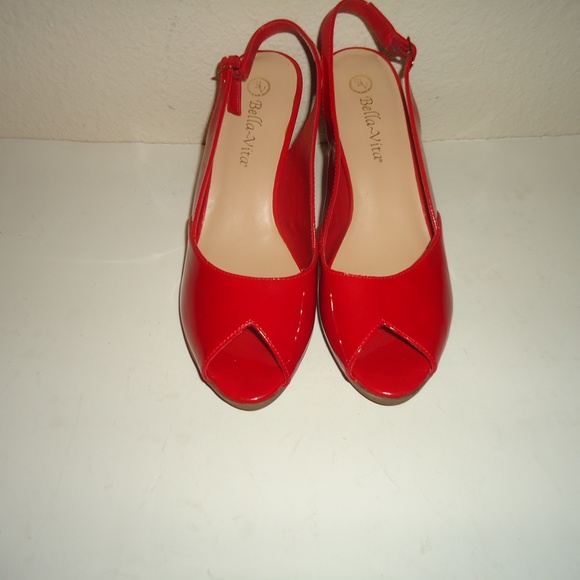Bella-Vita Women's Varnishing Red Sandals Heel Size-8.5 - Picture 5 of 12
